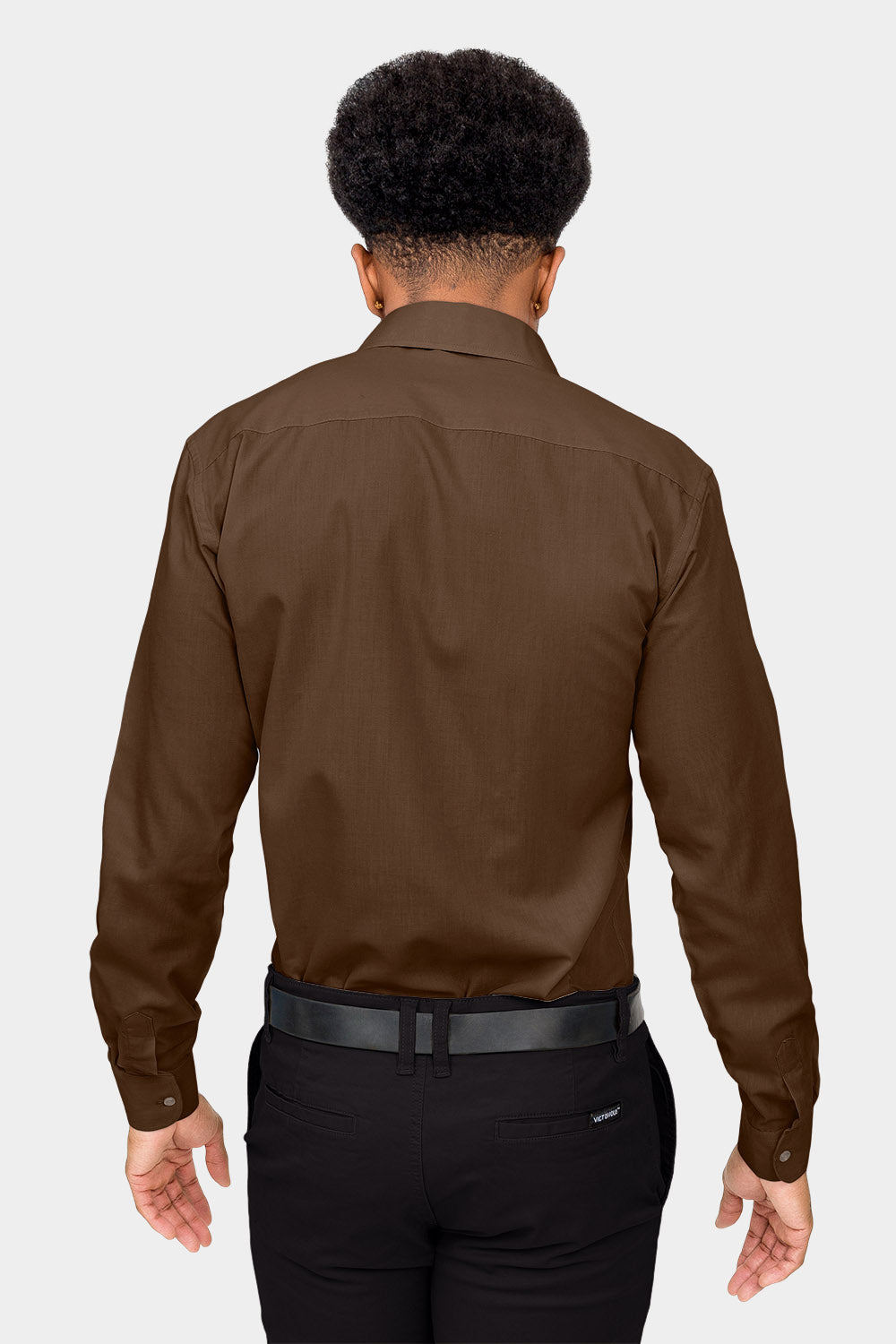 Men's Slim Fit Solid Color Dress Shirt (Brown), Brown / X-Large/17-17.5 Neck/36-37 Sleeve Men's Slim Fit Solid Color Dress Shirt (Brown), Brown / X-Large/17-17.5 Neck/36-37 Sleeve