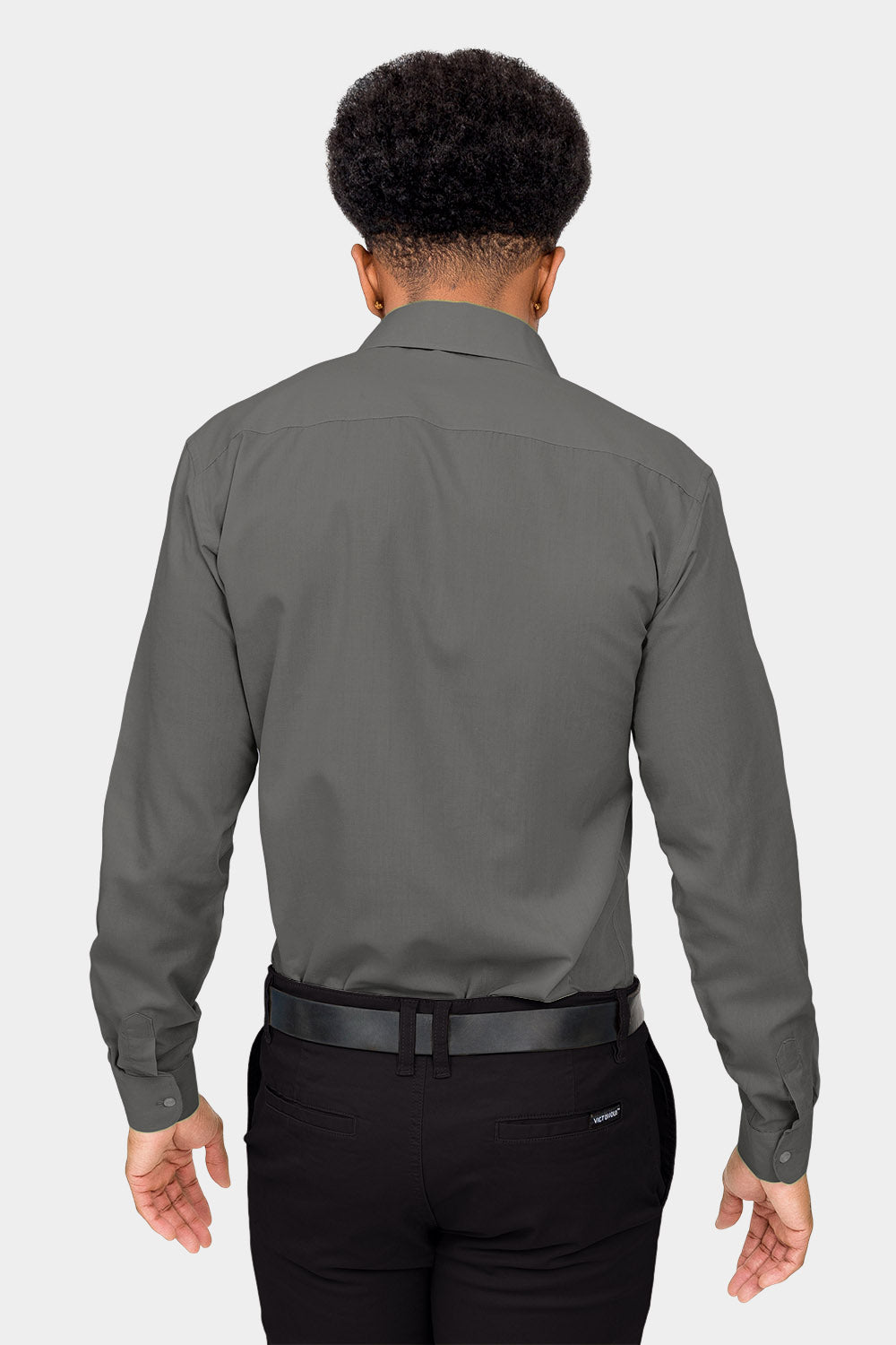 Men's Slim Fit Solid Color Dress Shirt (Charcoal) Charcoal / Large/16-16.5 Neck/36-37 Sleeve Men's Slim Fit Solid Color Dress Shirt (Charcoal) Charcoal / Large/16-16.5 Neck/36-37 Sleeve