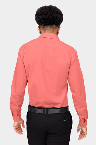 Men's Slim Fit Solid Color Dress Shirt (Coral) – G-Style USA