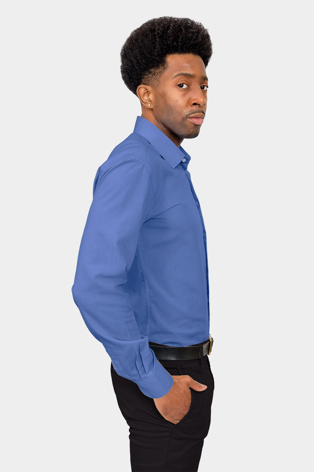Men's Slim Fit Solid Color Dress Shirt (French Blue) French Blue / 2X-Large/18-18.5 Neck/34-35 Sleeve Men's Slim Fit Solid Color Dress Shirt (French Blue) French Blue / 2X-Large/18-18.5 Neck/34-35 Sleeve