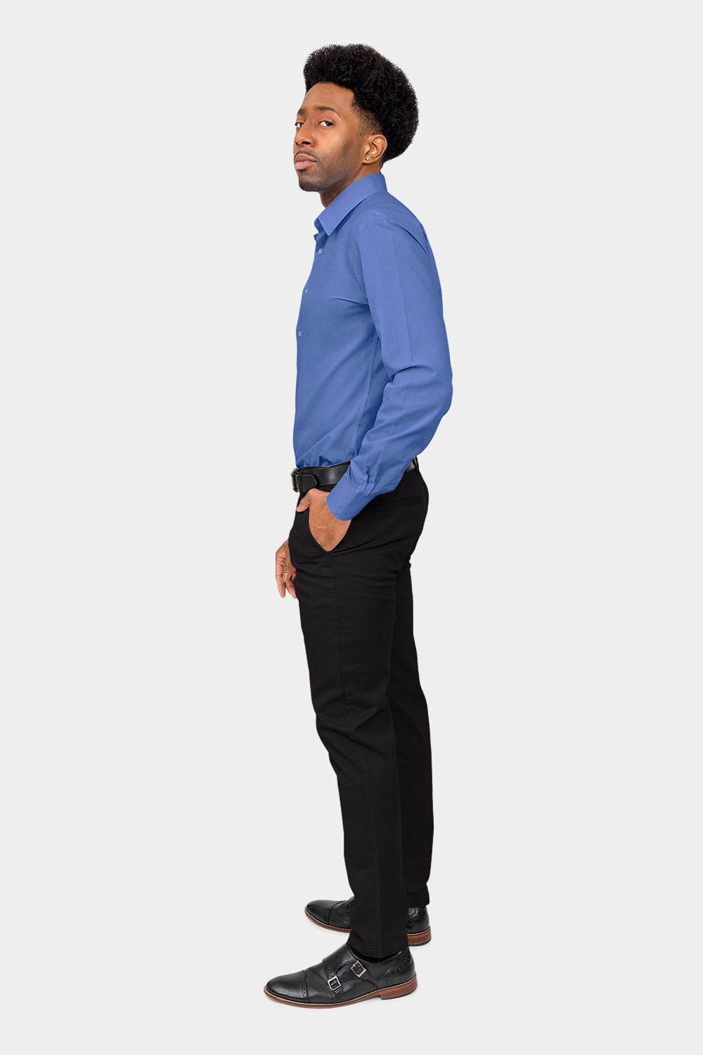 Men's Slim Fit Solid Color Dress Shirt (French Blue) French Blue / 2X-Large/18-18.5 Neck/34-35 Sleeve Men's Slim Fit Solid Color Dress Shirt (French Blue) French Blue / 2X-Large/18-18.5 Neck/34-35 Sleeve