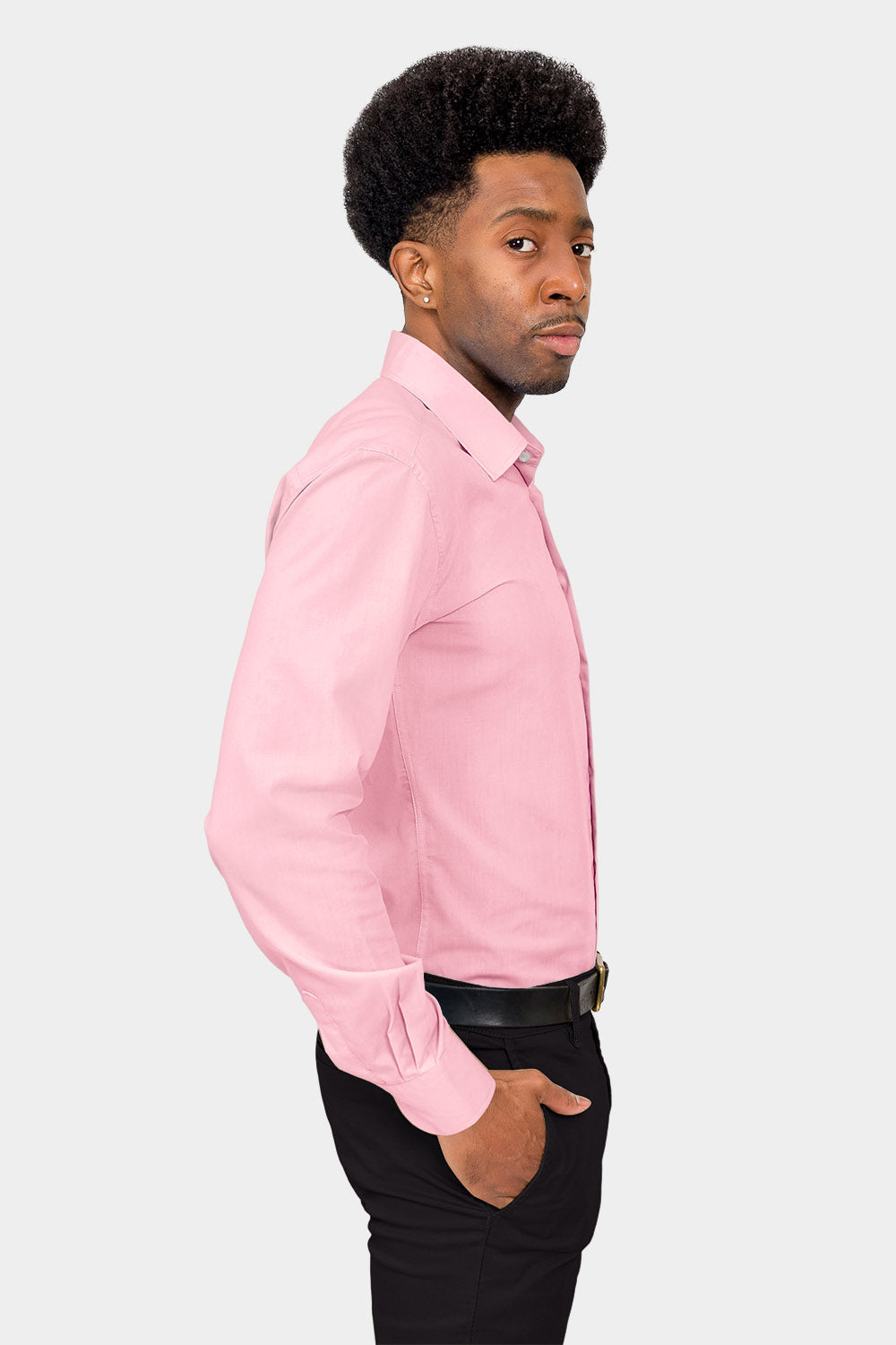 pink slim fit dress shirt Sumtumn Dress Shirts for Mens Pink Long Sleeve Button Down Shirt Formal Wedding Prom Slim Fit Tops XL, Men's