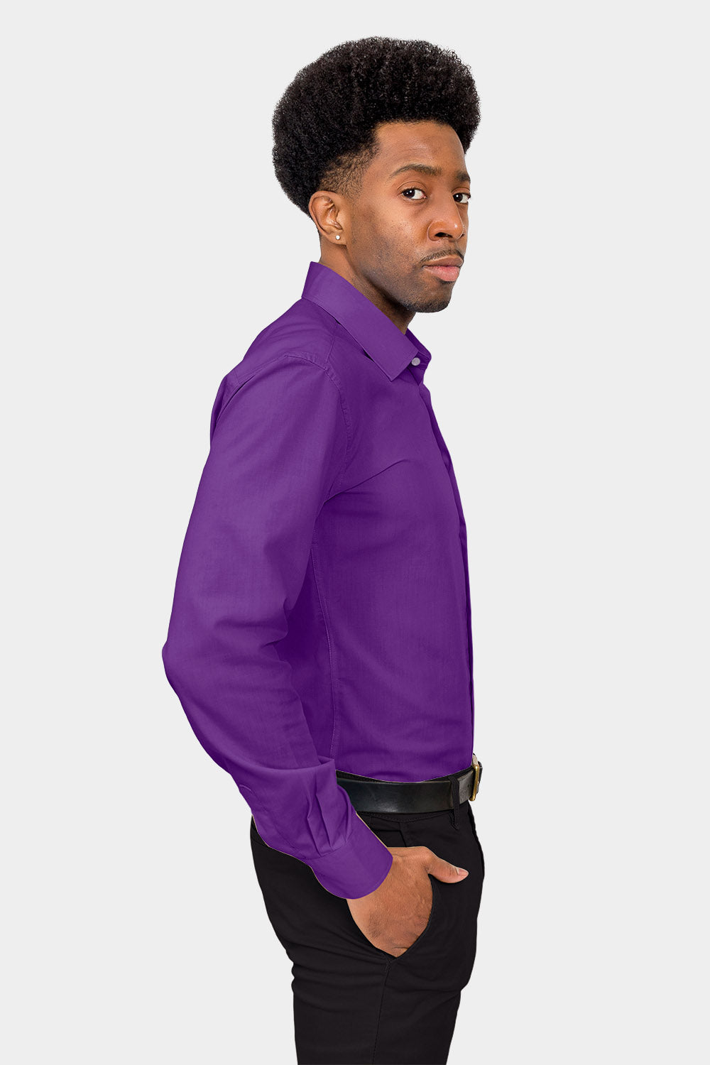 Men's Slim Fit Solid Color Dress Shirt (Purple), Purple / Large/16-16.5 Neck/32-33 Sleeve Men's Slim Fit Solid Color Dress Shirt (Purple), Purple / Large/16-16.5 Neck/32-33 Sleeve