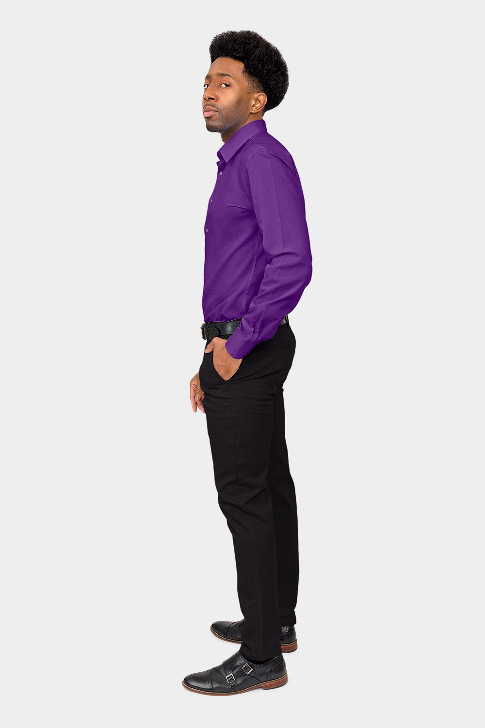 Men's Slim Fit Solid Color Dress Shirt (Purple), Purple / Large/16-16.5 Neck/32-33 Sleeve Men's Slim Fit Solid Color Dress Shirt (Purple), Purple / Large/16-16.5 Neck/32-33 Sleeve