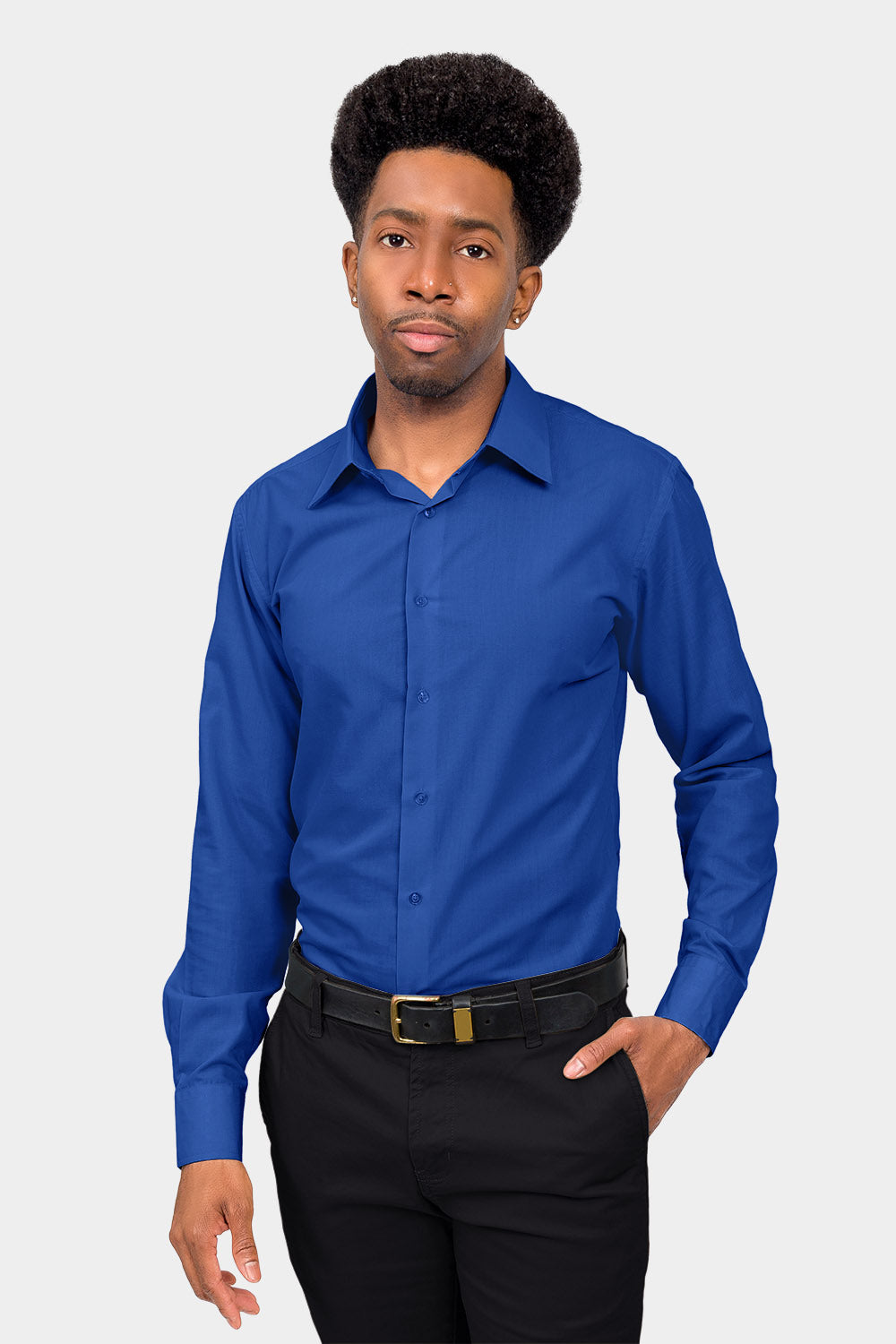 Men's Slim Fit Solid Color Dress Shirt (Royal Blue) Royal Blue / Small/14-14.5 Neck/32-33 Sleeve Men's Slim Fit Solid Color Dress Shirt (Royal Blue) Royal Blue / Small/14-14.5 Neck/32-33 Sleeve