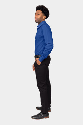 Men's Slim Fit Solid Color Dress Shirt (Royal Blue) – G-Style USA