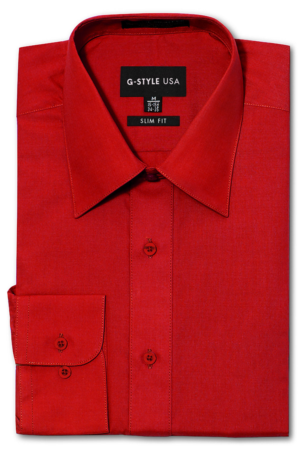Men's Slim Fit Solid Color Dress Shirt (Red) – G-Style USA
