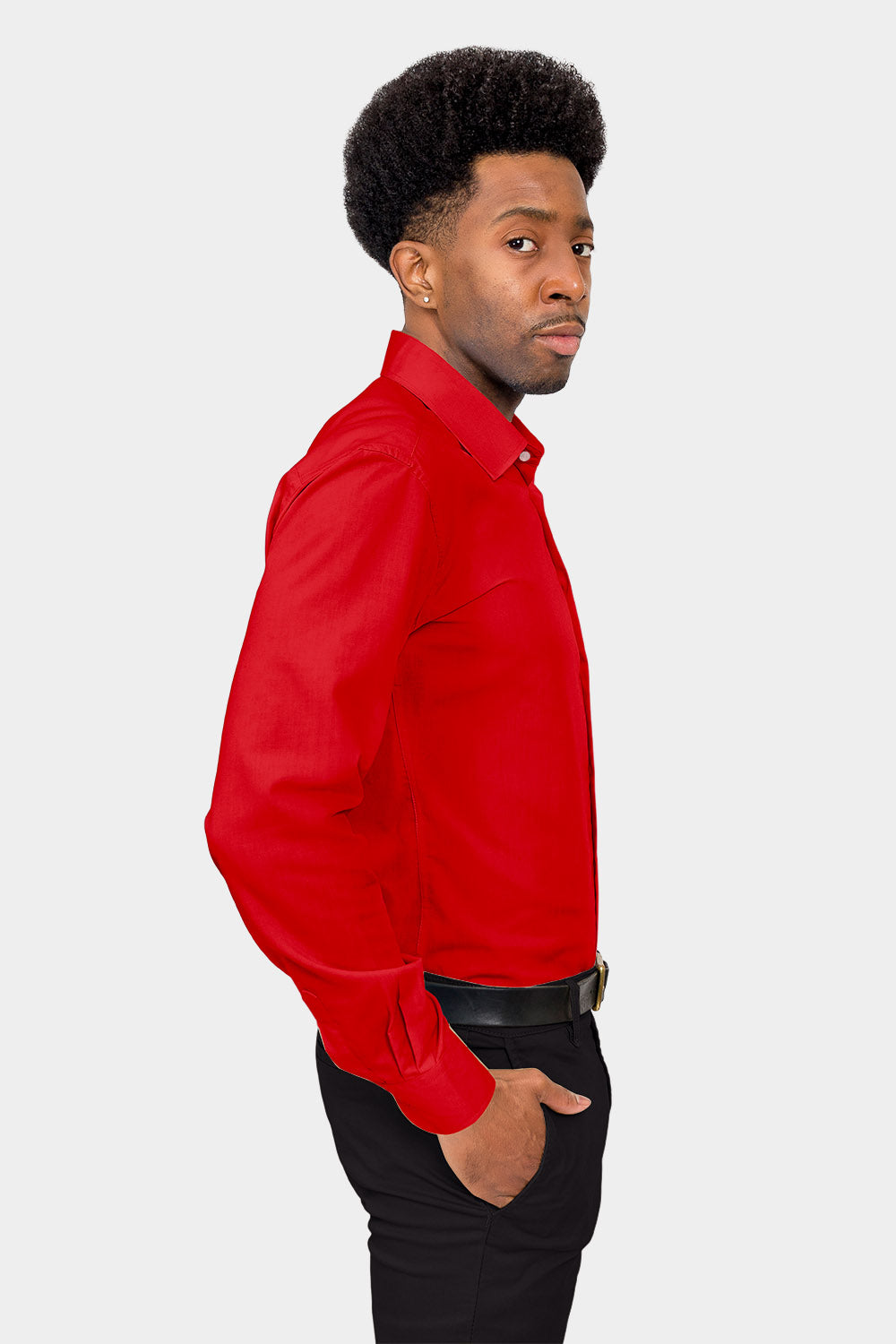 Men's Slim Fit Solid Color Dress Shirt (Red) Red / Medium/15-15.5 Neck/34-35 Sleeve Men's Slim Fit Solid Color Dress Shirt (Red) Red / Medium/15-15.5 Neck/34-35 Sleeve