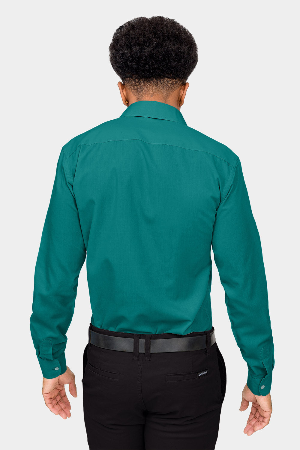 dress shirt teal Men's Slim Fit Solid Color Dress Shirt (Teal) Teal / X-Large/17-17.5 Neck/32-33 Sleeve