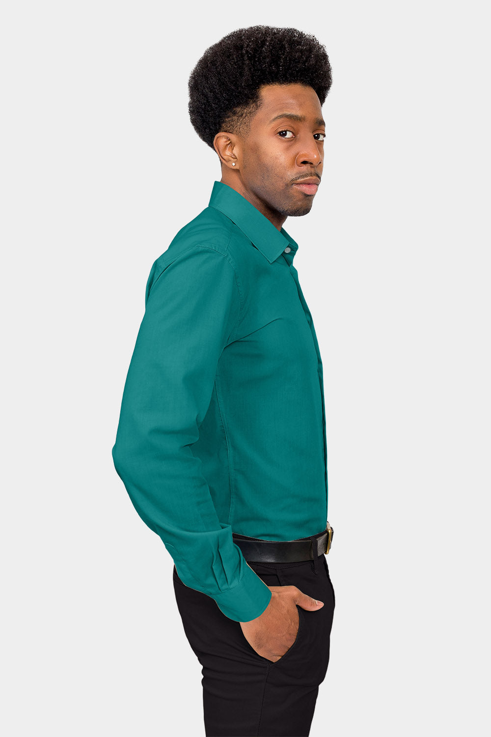 Men's Slim Fit Solid Color Dress Shirt (Teal) Teal / X-Large/17-17.5 Neck/32-33 Sleeve Men's Slim Fit Solid Color Dress Shirt (Teal) Teal / X-Large/17-17.5 Neck/32-33 Sleeve