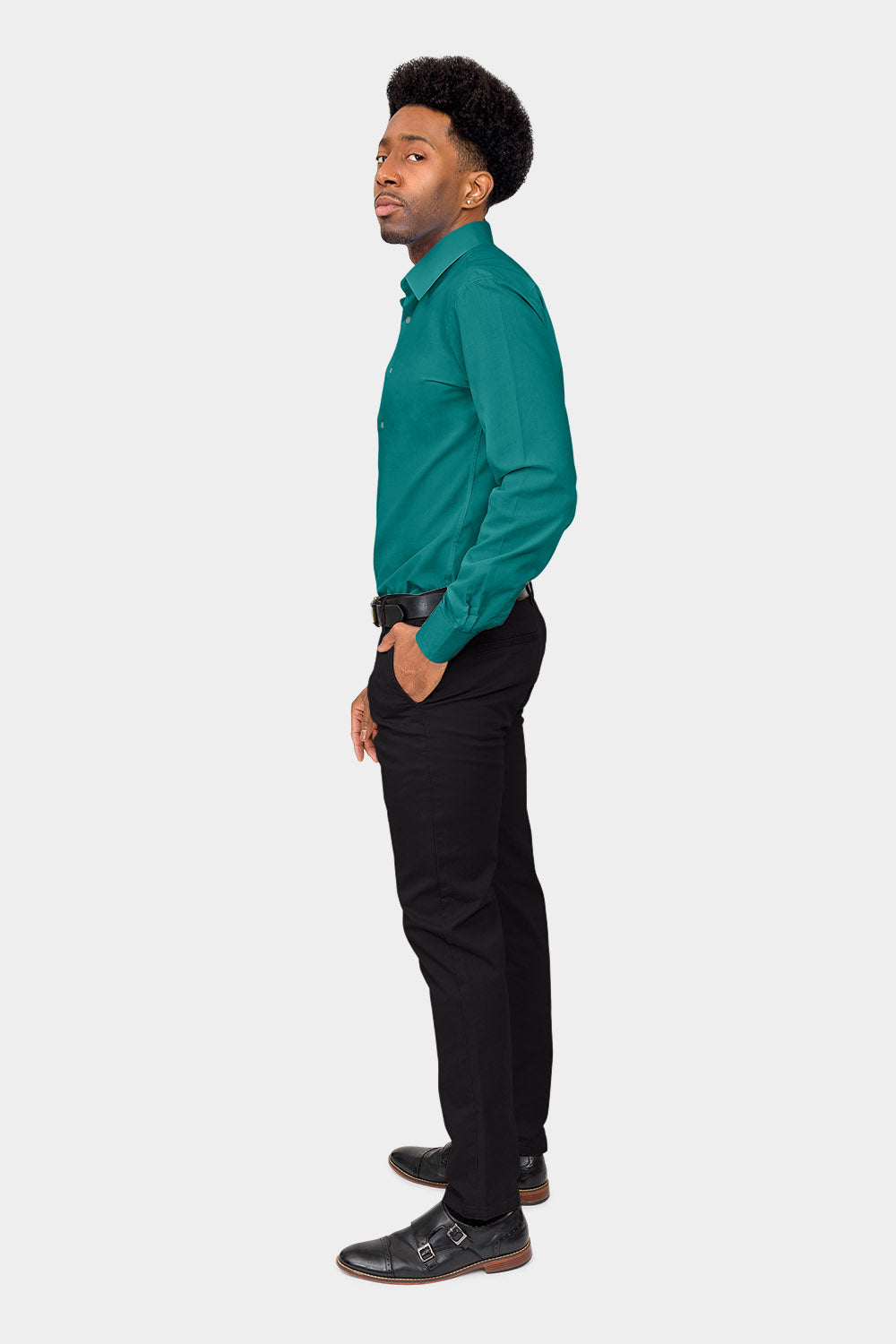 Men's Slim Fit Solid Color Dress Shirt (Teal) Teal / X-Large/17-17.5 Neck/32-33 Sleeve Men's Slim Fit Solid Color Dress Shirt (Teal) Teal / X-Large/17-17.5 Neck/32-33 Sleeve
