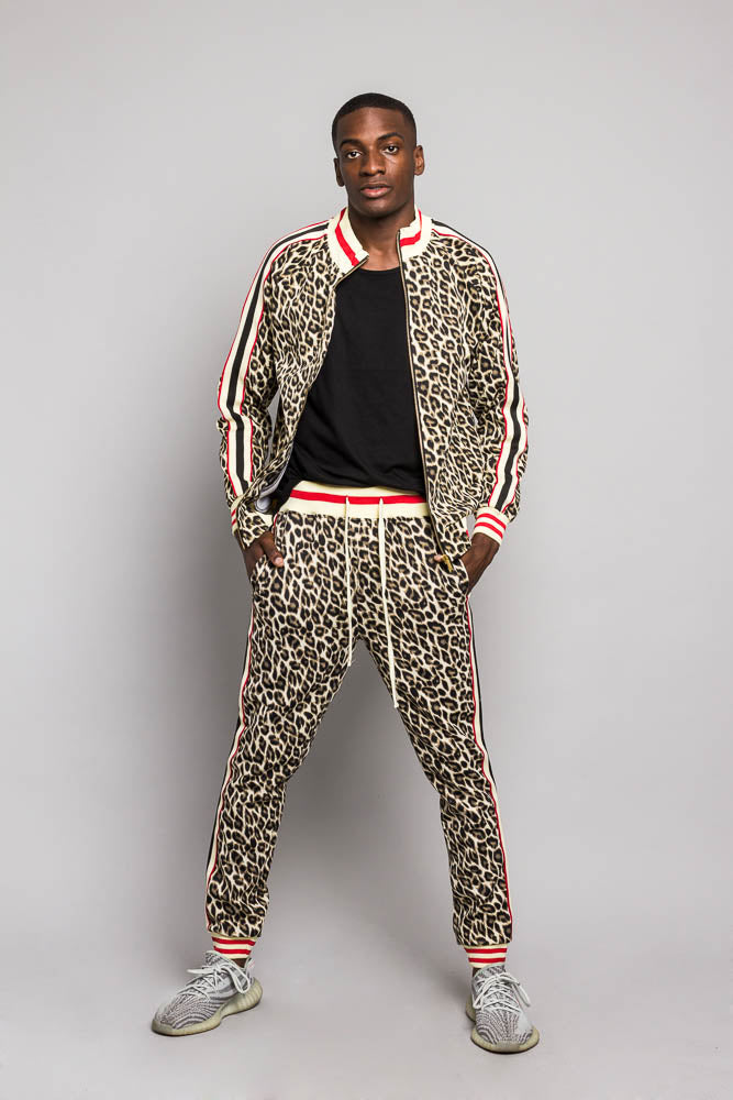 Leopard print fashion suit mens