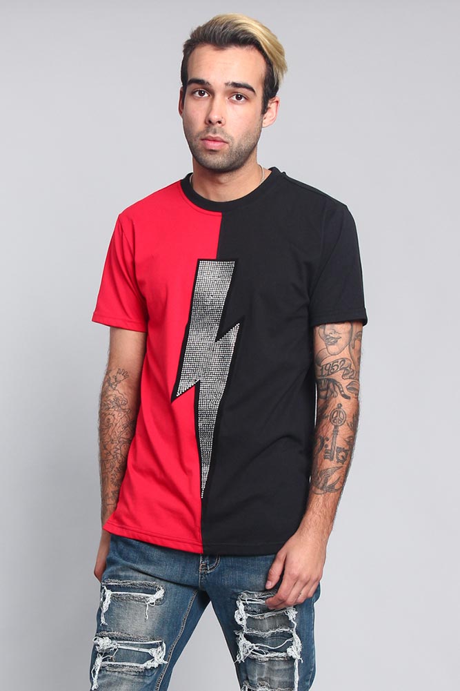 Two Tone Crystal Thunderbolt T-Shirt – G-Style USA