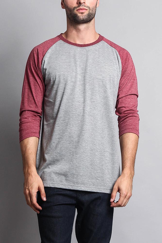 Men's Baseball T-Shirt (Grey/Burgundy) – G-Style USA