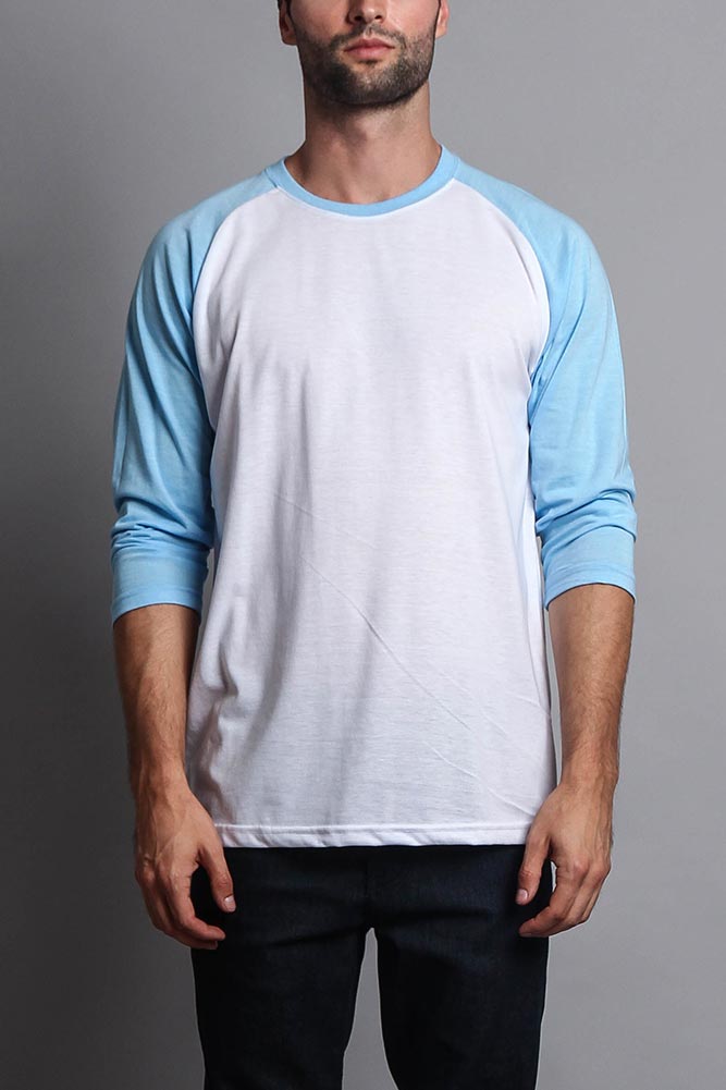 Men\'s Baseball T-Shirt (White/Sky Blue) G-Style – USA